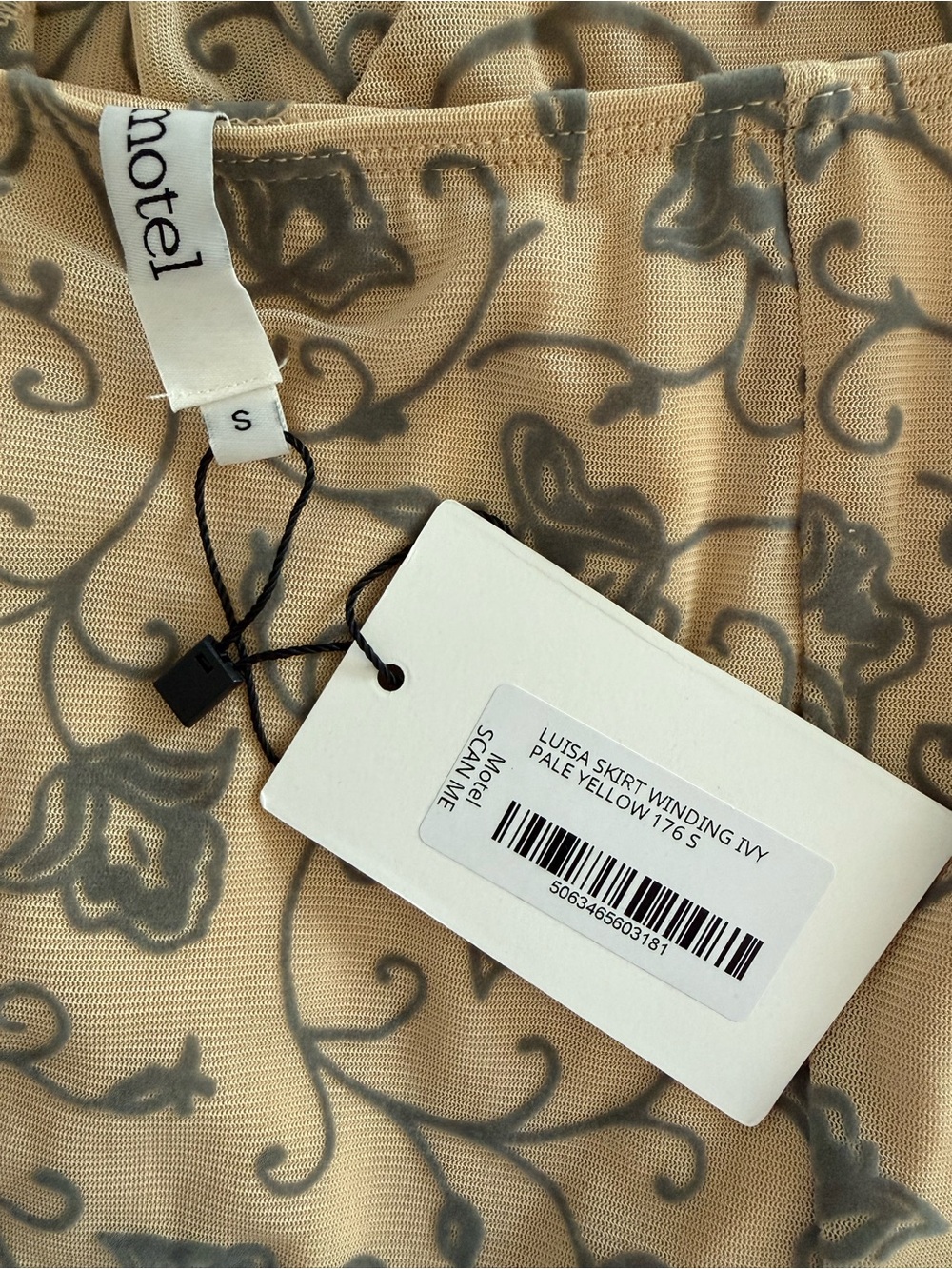 Motel Luisa Flocked Ruffled Midi Skirt in Winding Ivy Pale Yellow NWT Size S - Picture 6 of 7